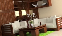 Bộ sofa gỗ cho không gian phòng khách nổi bật